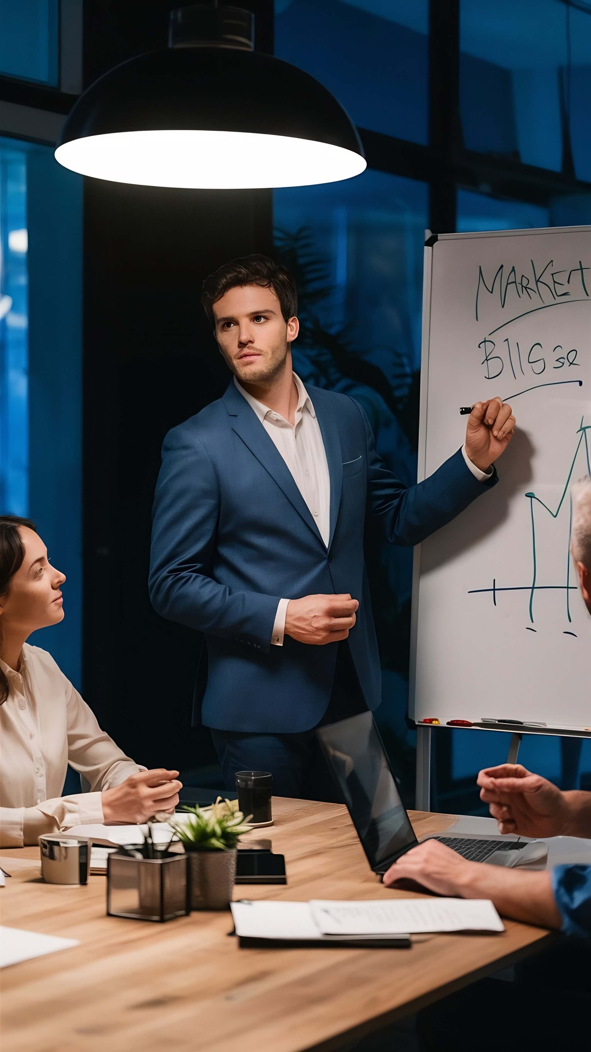 businessmanleaderwritingwhiteboardpresentbusinessmarketinggraphwhilemeetingwithco11_k76o9_2015