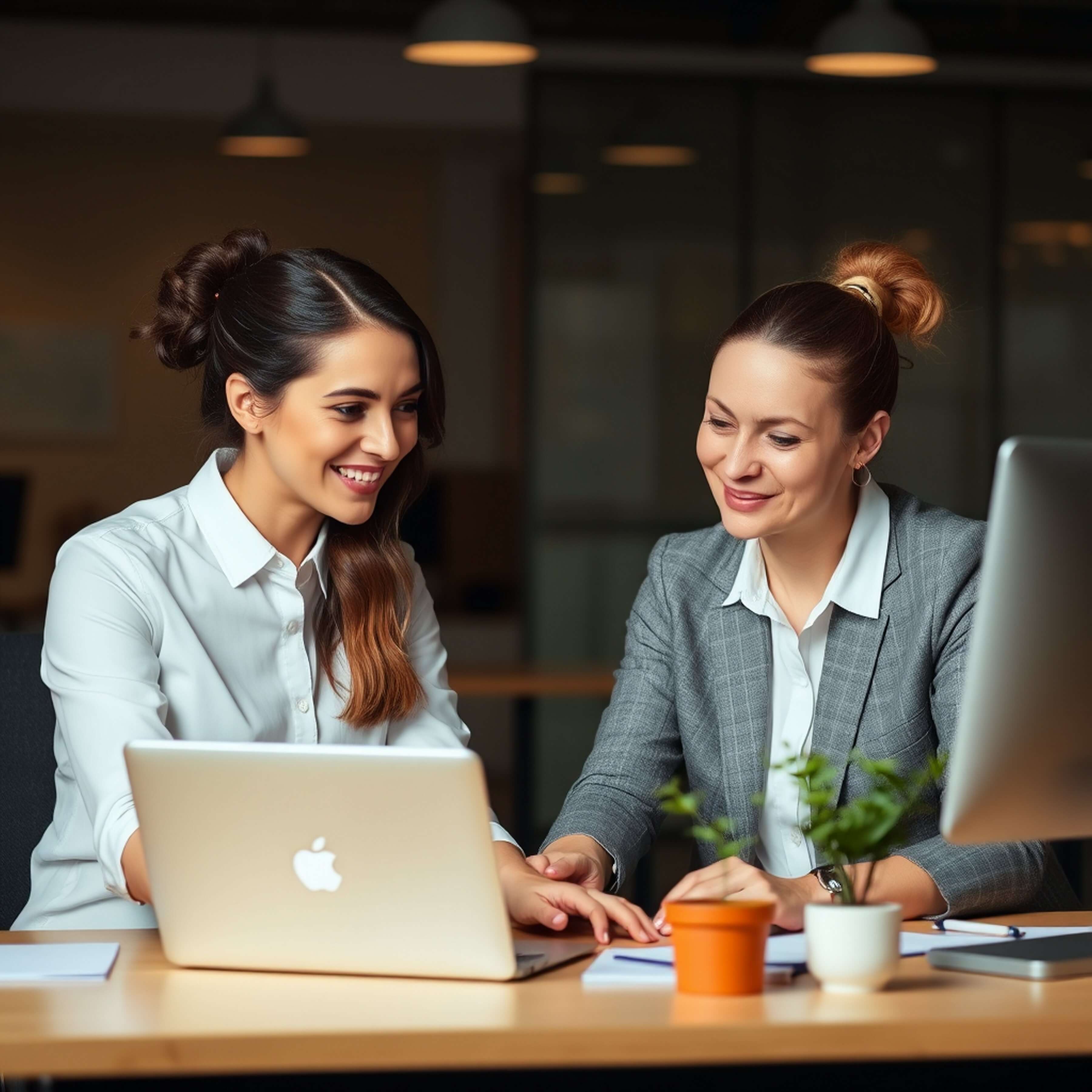 collaborativemiddleagedbusinesswomanteachingyoungemployeedesk_m3nte_3600