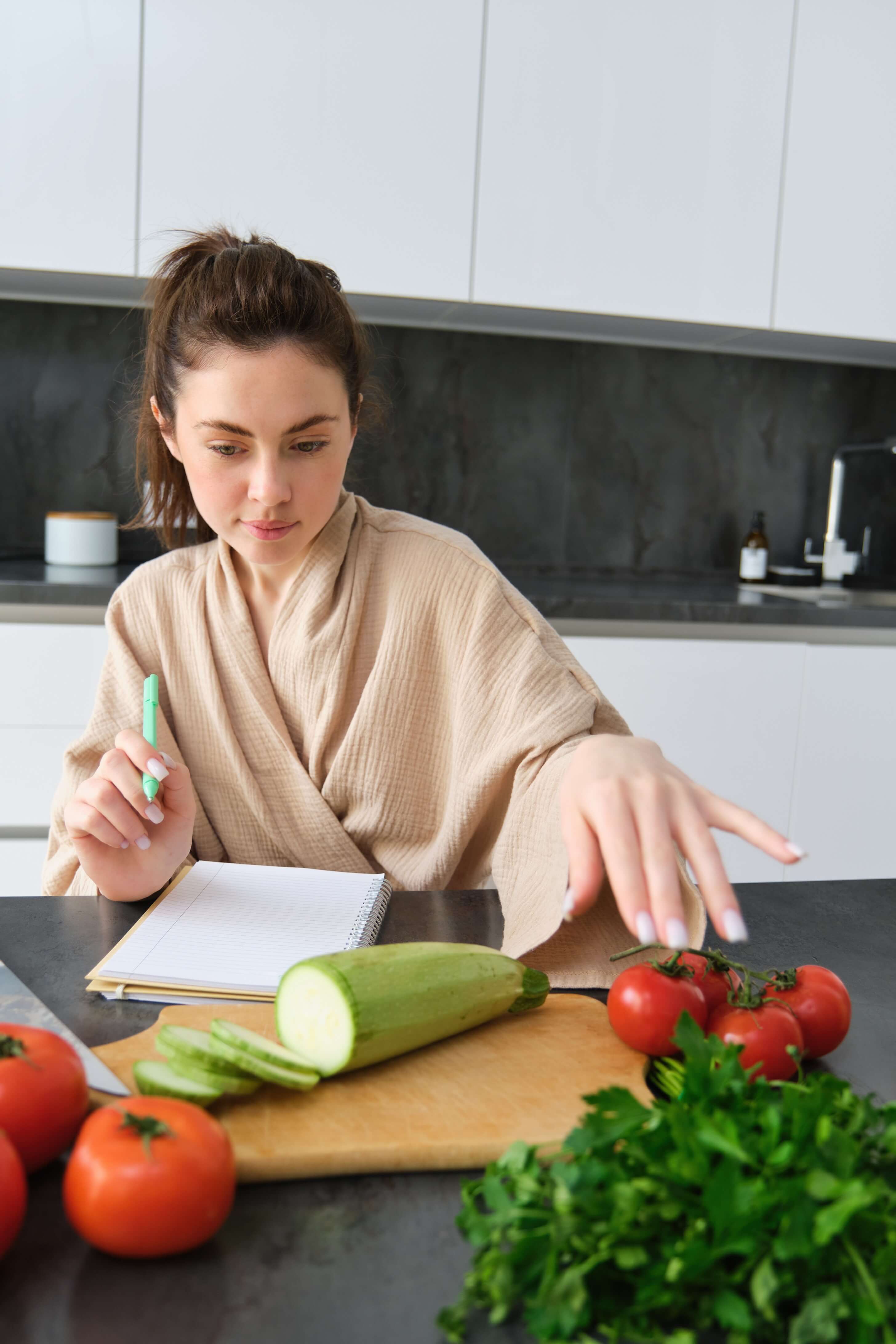 portraitwomanwritingdownlistgroceriesmakingnotesrecipesittingkitchennear1_eymdq_2912