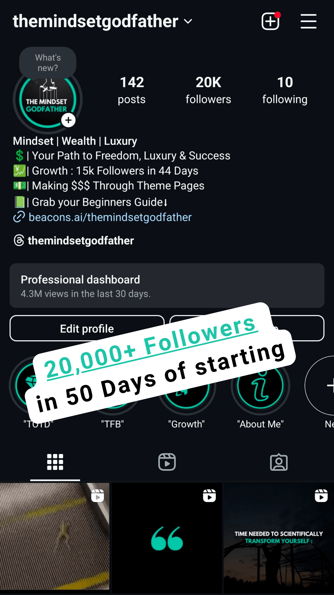 Instagram Theme Page Example