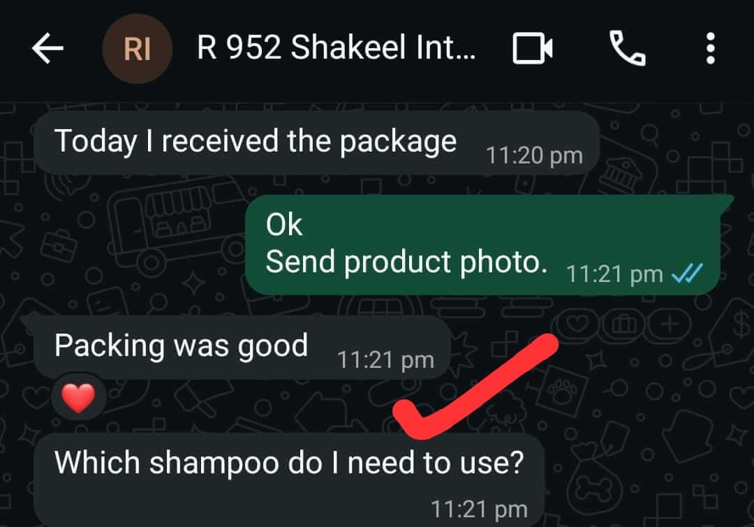 Customer message