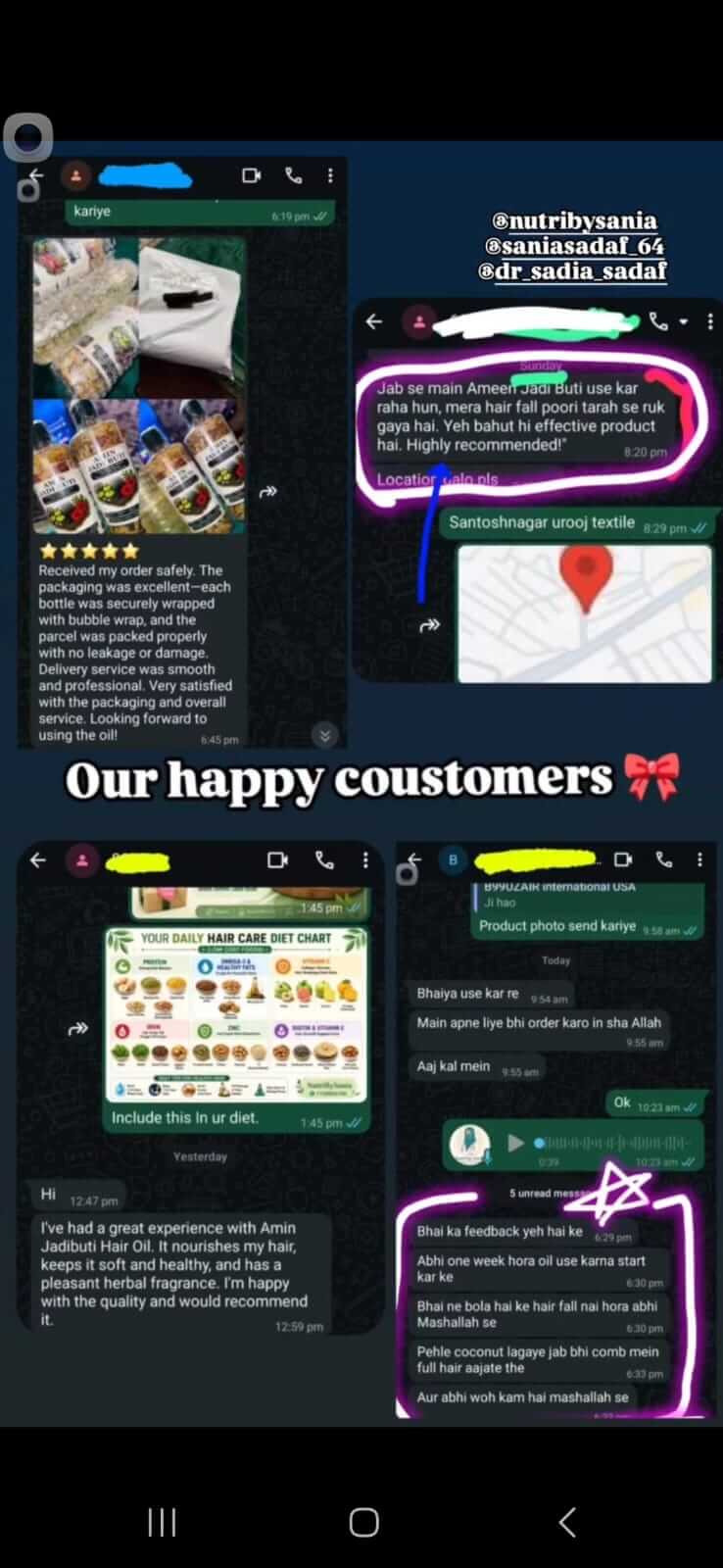 Customer message